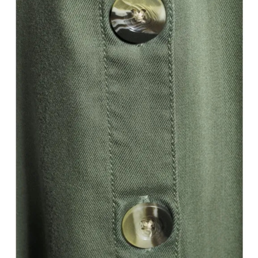 Time and Tru Olive Button-Front Midi Shirt Dress - Picture 5 of 6